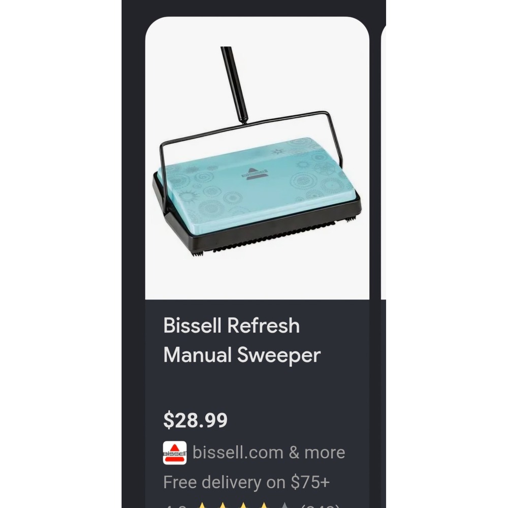Bissell 2220 Series Manual Sweeper Blue Chevron Cordless Floor Cleaner